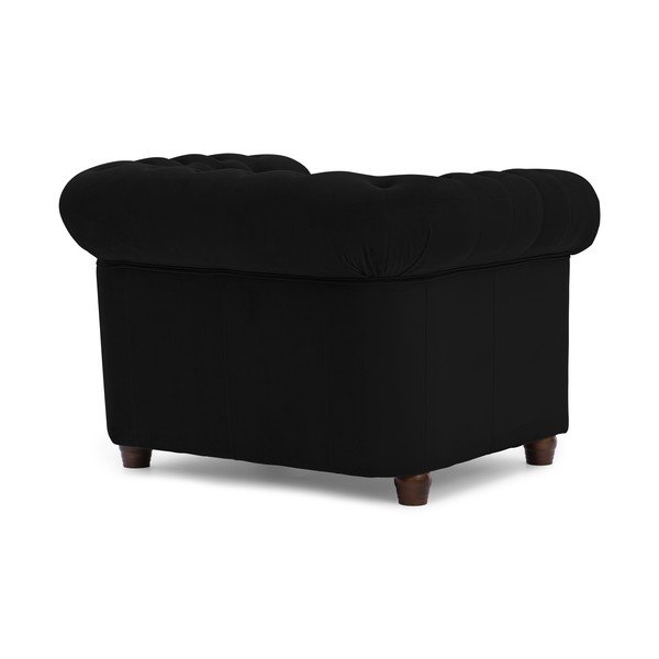 Juodos spalvos Chesterfield krėslas iš velveto York Blik – Ropez-image-2