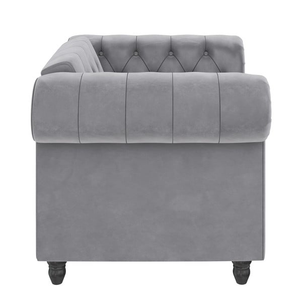 Iš velveto Chesterfield krėslas šviesiai pilkos spalvos Felix – Støraa-image-3