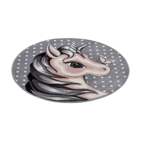 Pilkas vaikiškas kilimas ø 133 cm Cute Unicorn - Hanse Home-image-2