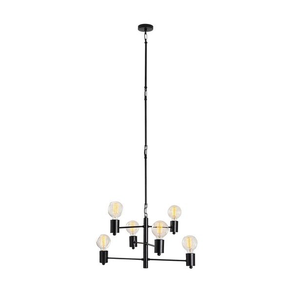 Juodas pakabinamas šviestuvas 6 lemputėms Opviq lights Hexa Long-image-2