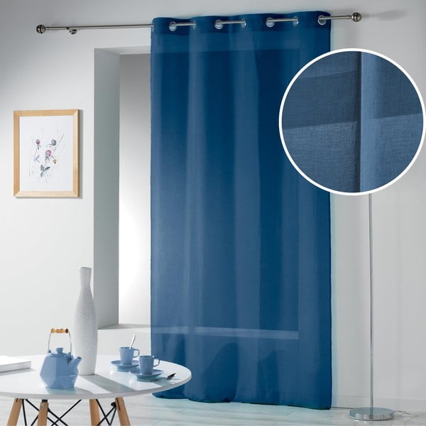 Tamsiai mėlynos spalvos permatoma užuolaida 140x280 cm Telma – douceur d'intérieur-image-4