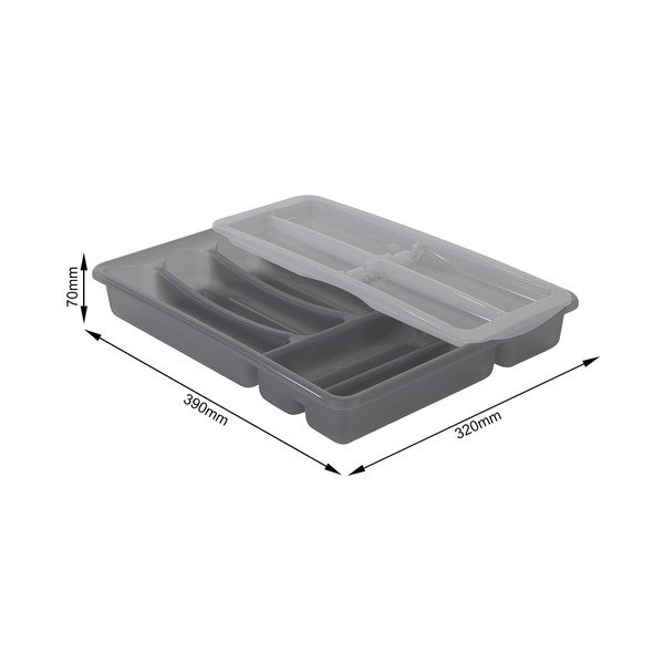 Pilkos spalvos plastikinis stalčius stalčiui 39 x 32 cm Basic Plus - Rotho-image-1