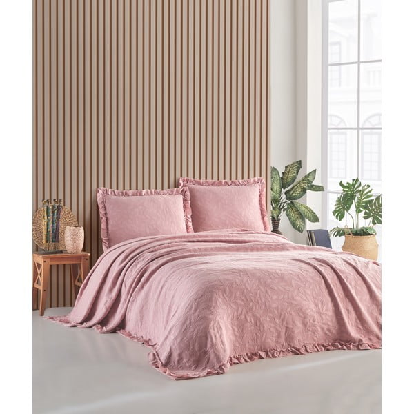 Rožinis užvalkalų ir pagalvių užvalkalų komplektas dvigulei lovai 220x240 cm Ilda - Mijolnir