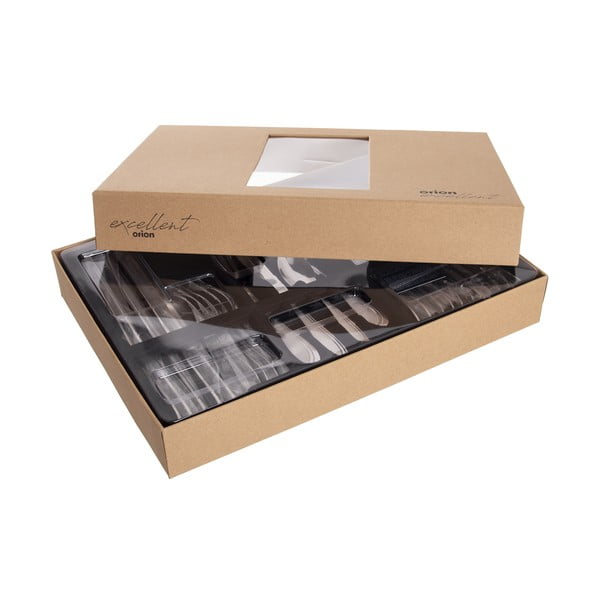 Sidabrinės spalvos stalo įrankiai iš nerūdijančio plieno 24 vnt. Satin – Orion-image-3