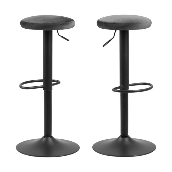 Pilkos spalvos iš audinio baro taburetė reguliuojamo aukščio (sėdynės aukštis 62 cm) Finch – Actona-image-3