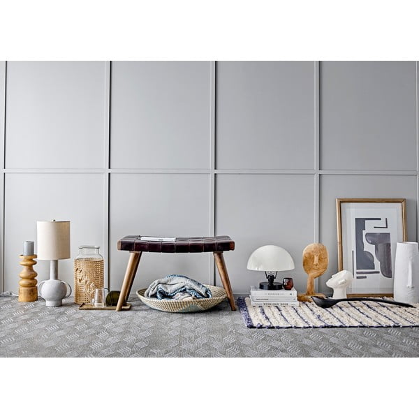 Pilkos ir mėlynos spalvos pledas Bloomingville Ornaments, 160 x 130 cm-image-1