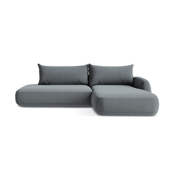 Pilkai mėlynos spalvos sulankstoma kampinė sofa (su dešiniuoju kampu/su gultu) Hale – Makamii