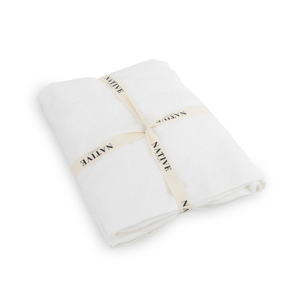 Baltos spalvos iš lino viengulė patalynė 135x200 cm Blanco – Native Natural-image-3