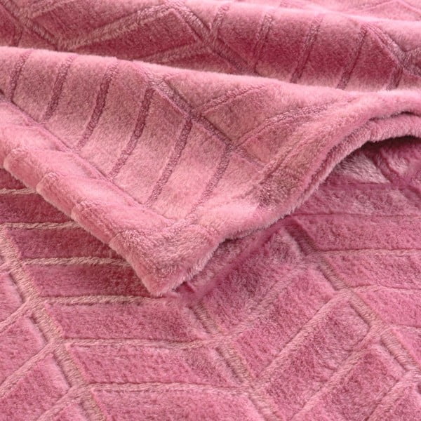 Iš mikroflanelės lovatiesė rožinės spalvos 180x220 cm Arya – douceur d'intérieur-image-2