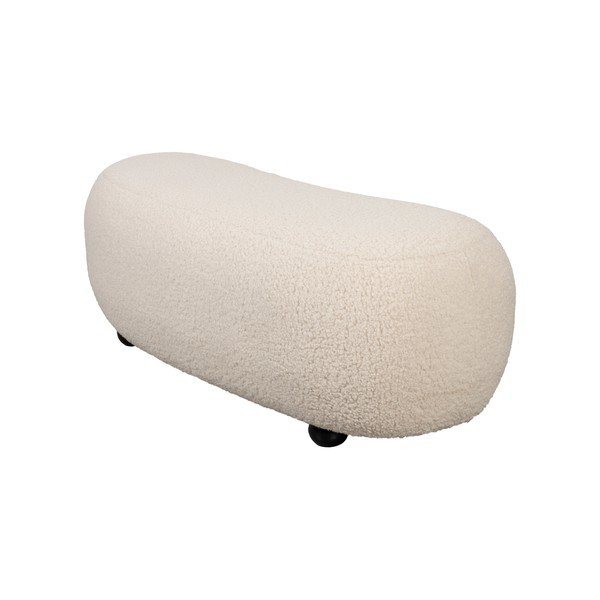 Kreminės spalvos paminkštinto audinio suolas iš boucle Noxx – White Label-image-3