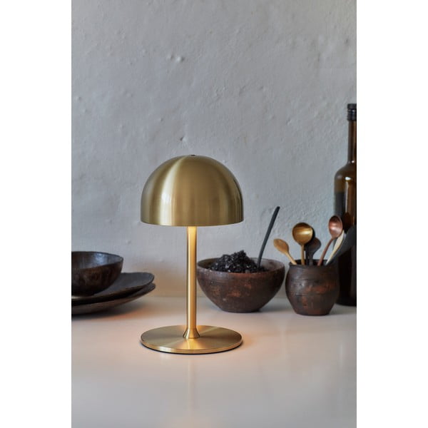 Žalvario spalvos stalinis šviestuvas LED su nuotolinio valdymo funkcija (aukštis 22 cm) su metaliniu gaubtu Tim – Sirius-image-3