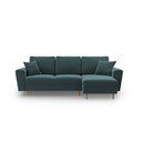 Smaragdinės spalvos iš velveto sulankstoma/su sandėliavimo vieta kampinė sofa Kyoto – Cosmopolitan Design