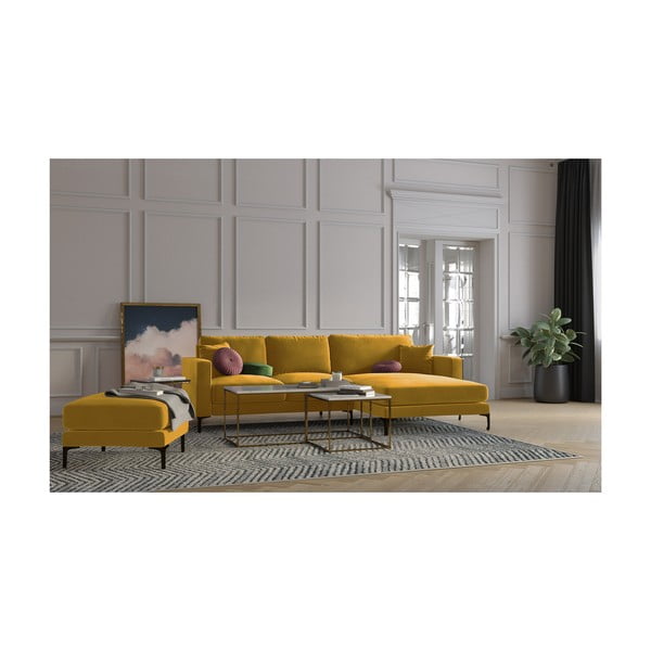 Geltonas aksominis pufas Kooko Home Harmony-image-4