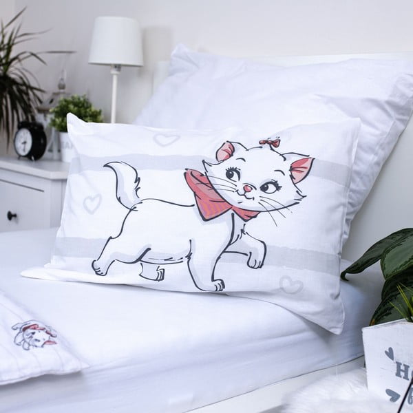 Baltos spalvos iš medvilnės vaikiška patalynė vaikiškai lovai 100x135 cm Marie Cat "Bow" – Jerry Fabrics-image-3