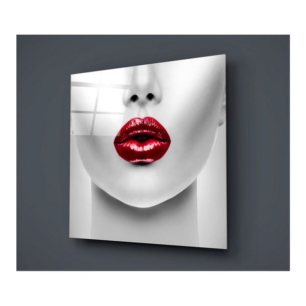 Paveikslas ant stiklo Insigne Lips Rojo, 50 x 50 cm