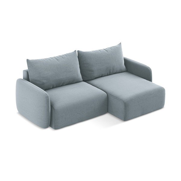 Mėlynos spalvos sulankstoma/su sandėliavimo vieta kampinė sofa iš velveto (su dešiniuoju kampu/su gultu) Kalena – Makamii-image-3