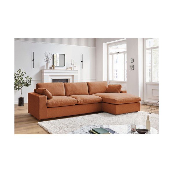 Oranžinės spalvos kampinė sofa Belair – Bobochic Paris-image-1