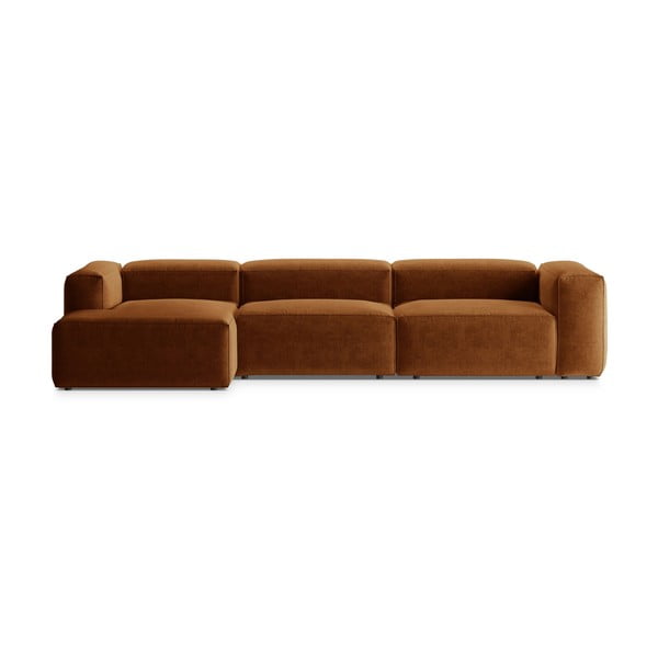 Raudonos plytų spalvos kampinė sofa (su kairiuoju kampu/su gultu) Bergamo – Cosmopolitan Design