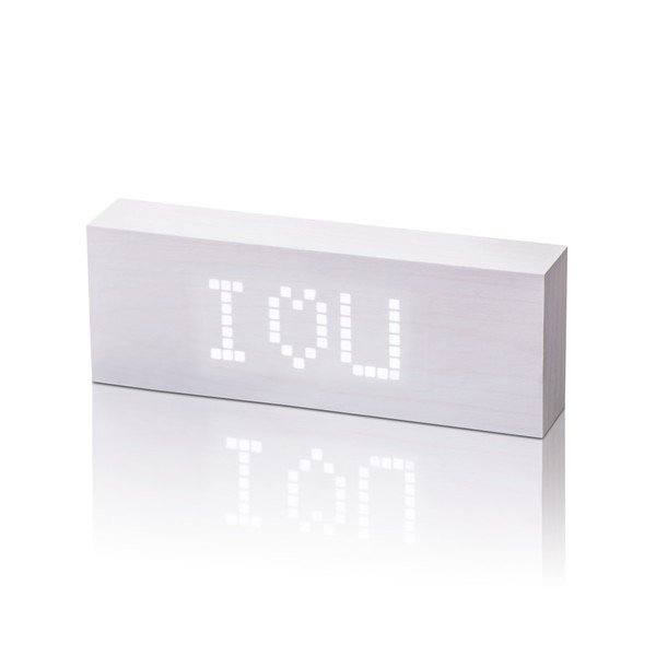 Baltas žadintuvas su baltu LED ekranu Gingko Message Click Clock-image-2