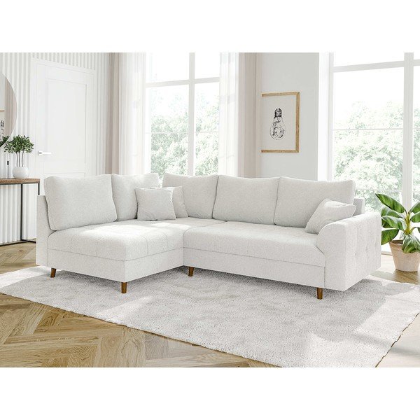 Baltos spalvos iš boucle kampinė sofa (su kairiuoju kampu/„L“ formos) Ariella – Ropez-image-3