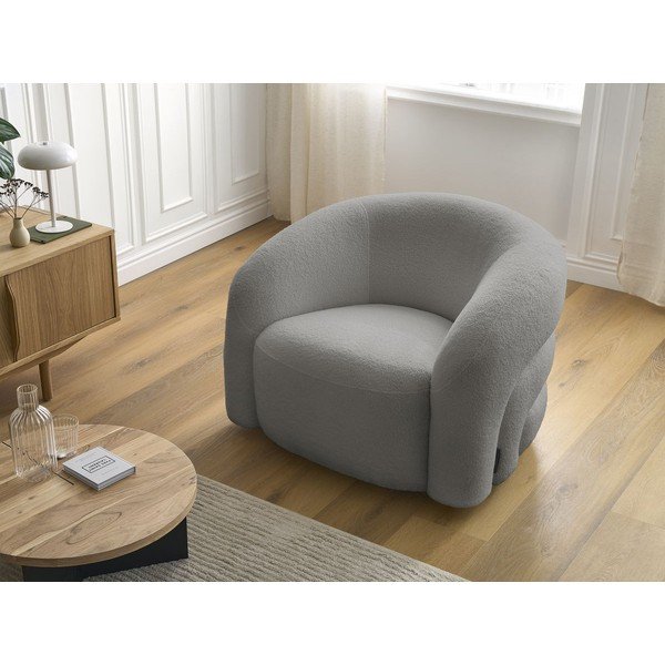 Pilkos spalvos pasukamas krėslas iš boucle Elina – Bobochic Paris-image-1