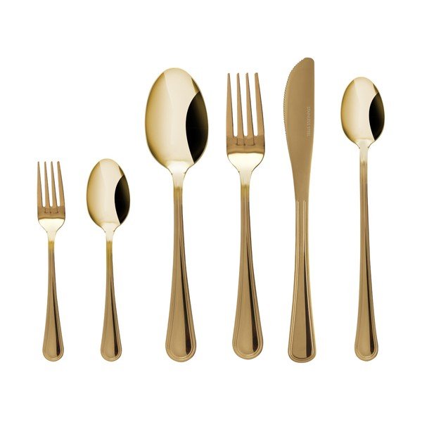 Auksinės spalvos stalo įrankiai iš nerūdijančio plieno 24 vnt. 4 žmonėms Luce – Kulig
