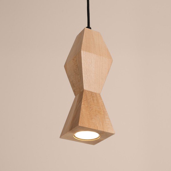Natūralios spalvos iš buko masyvo kabantis šviestuvas ø 8 cm Cubo – Sollux-image-3