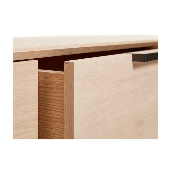 Balto ąžuolo žema komoda su 3 durelėmis "Unique Furniture Vivara-image-3