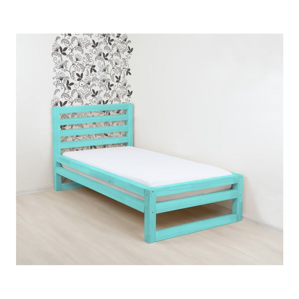 Turkio spalvos mėlyna medinė viengulė lova "Benlemi DeLuxe", 200 x 90 cm