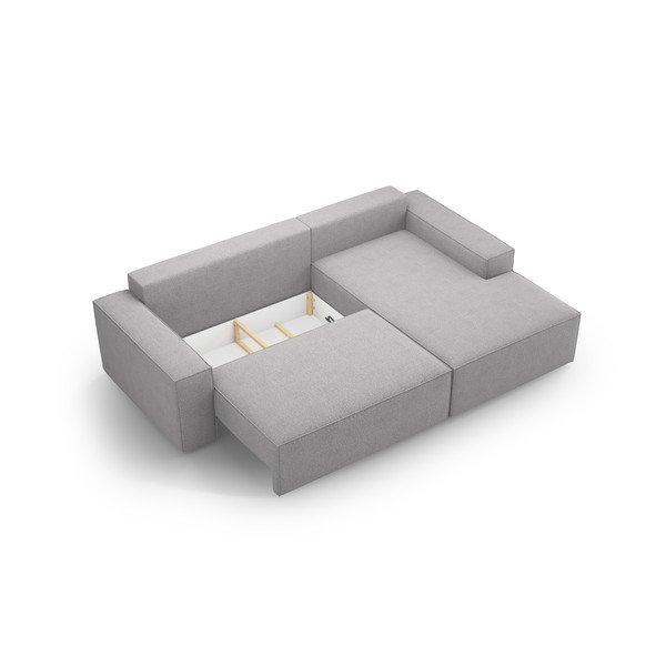 Iš boucle sulankstoma kampinė sofa šviesiai pilkos spalvos (su dešiniuoju kampu) Jodie – Micadoni Home-image-4