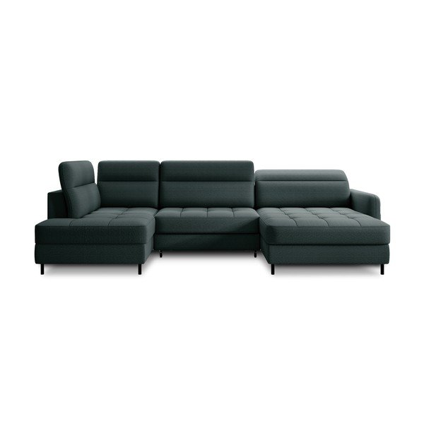 Žalios spalvos iš velveto sulankstoma/su sandėliavimo vieta kampinė sofa (su kairiuoju kampu/„U“ formos) Berrto – ELTAP