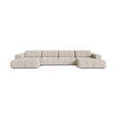 Kreminės spalvos kampinė sofa iš šenilinio audinio („U“ formos) Chicago – Cosmopolitan Design