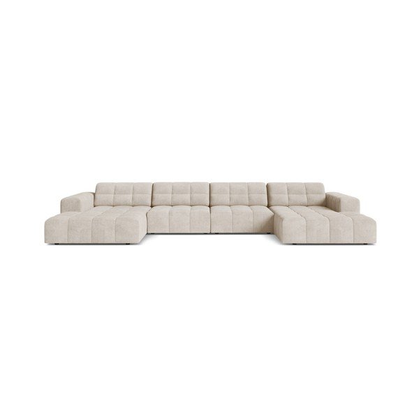 Kreminės spalvos kampinė sofa iš šenilinio audinio („U“ formos) Chicago – Cosmopolitan Design