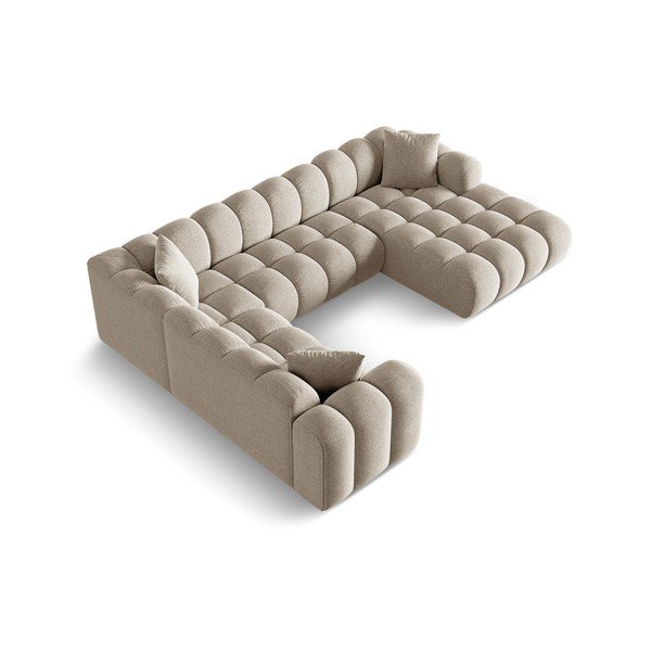 Šviesiai rudos spalvos iš šenilinio audinio kampinė sofa (su kairiuoju kampu/„U“ formos) Treno – Cosmopolitan Design-image-2