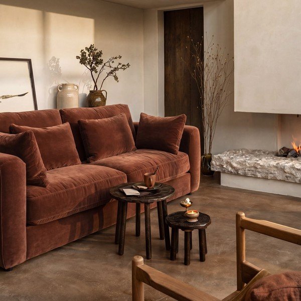 Rudos spalvos sofa iš šenilinio audinio 240 cm Chunky – vtwonen-image-1