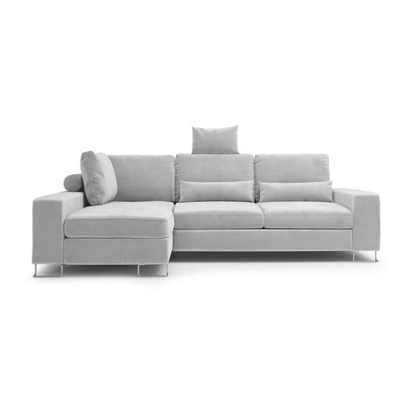 Šviesiai pilka kampinė aksominė sofa-lova Windsor & Co Sofas Diane, kairysis kampas