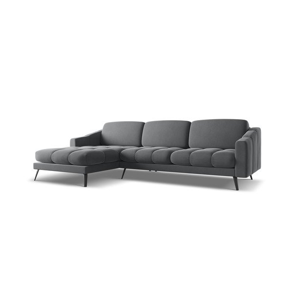 Pilkos spalvos iš velveto kampinė sofa (su kairiuoju kampu) Nalu – Makamii-image-3