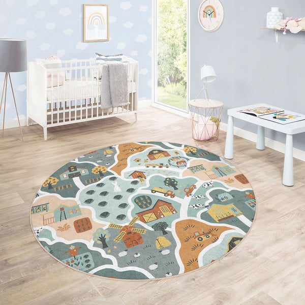 Skalbiamas vaikiškas žaidimų kilimas ø150 cm Farmer's Life – Mila Home-image-3