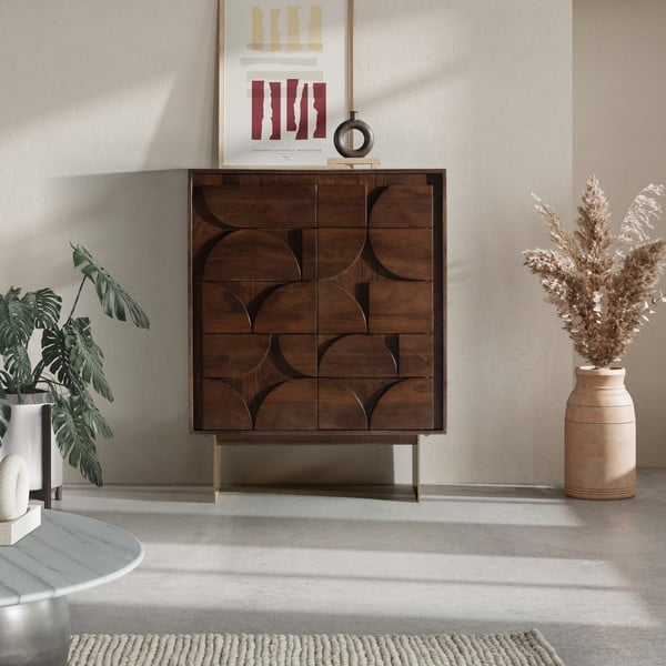 Rudos spalvos iš mango masyvo spintelė 90x120x40 cm Trisha – MOME-image-1