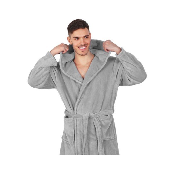 "DecoKing Robby" pilkas unisex chalatas iš mikropluošto, XS dydis-image-3