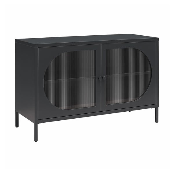 Iš metalo vitrina juodos spalvos 100x64x40 cm Luna – Støraa-image-4
