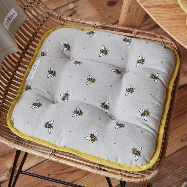 Smėlio ir geltonos spalvos medvilninė pagalvėlė Cooksmart ® Bumble Bees-image-1