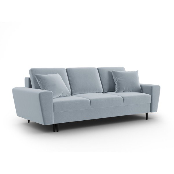 Šviesiai mėlynos spalvos iš velveto sulankstoma/su sandėliavimo vieta sofa 235 cm Kyoto – Cosmopolitan Design-image-1