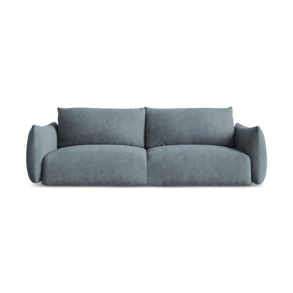 Mėlynos spalvos iš šenilinio audinio sulankstoma sofa 230 cm Leila – Makamii