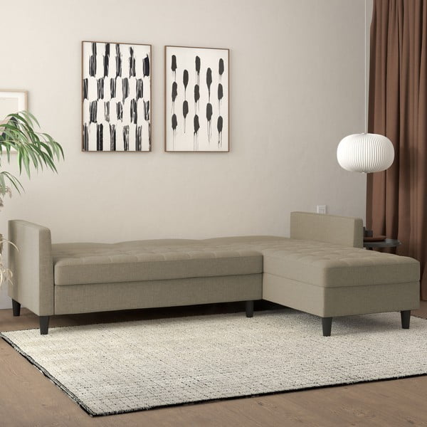 Sulankstoma kampinė sofa smėlio spalvos Presley – Støraa-image-1
