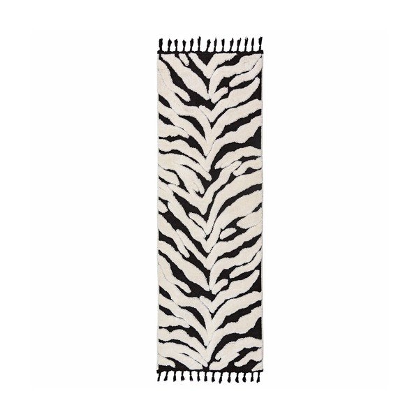 Juodos ir baltos spalvos kilimas 80x300 cm Esra Zebra – Flair Rugs