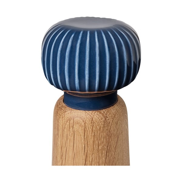 Prieskonių malūnėlis iš ąžuolo medienos su tamsiai mėlyno porceliano detalėmis Kähler Design Hammershoi, aukštis 17,5 cm-image-3