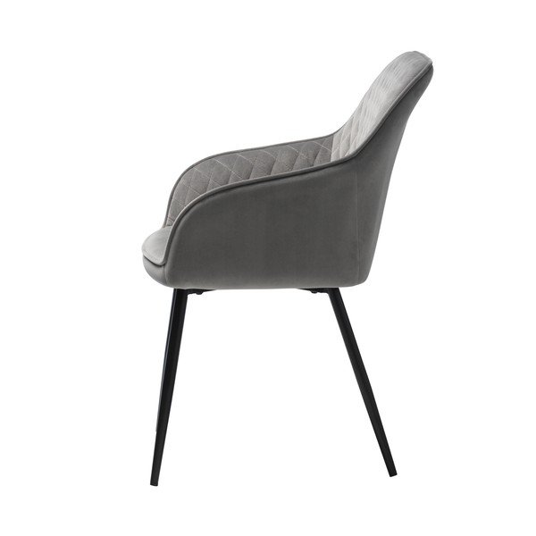 Šviesiai pilkos spalvos iš audinio valgomojo kėdė su porankiais Milton – Unique Furniture-image-3