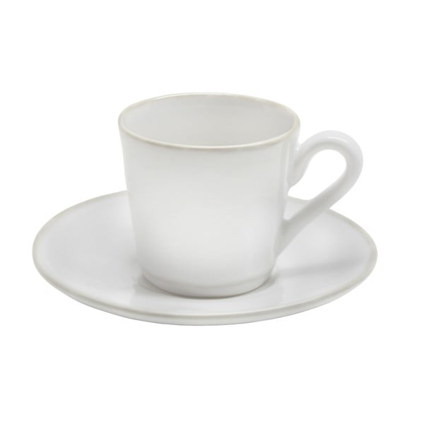 Baltas akmens masės puodelis su lėkštele "Costa Nova Astoria", 80 ml