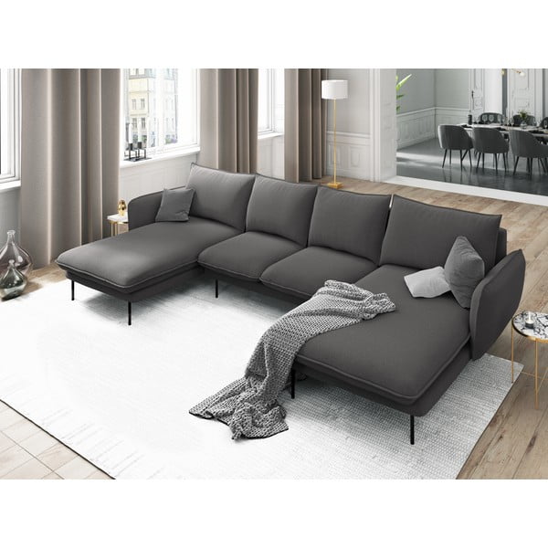 Tamsiai pilka U formos sofa Cosmopolitan Design Vienna-image-1